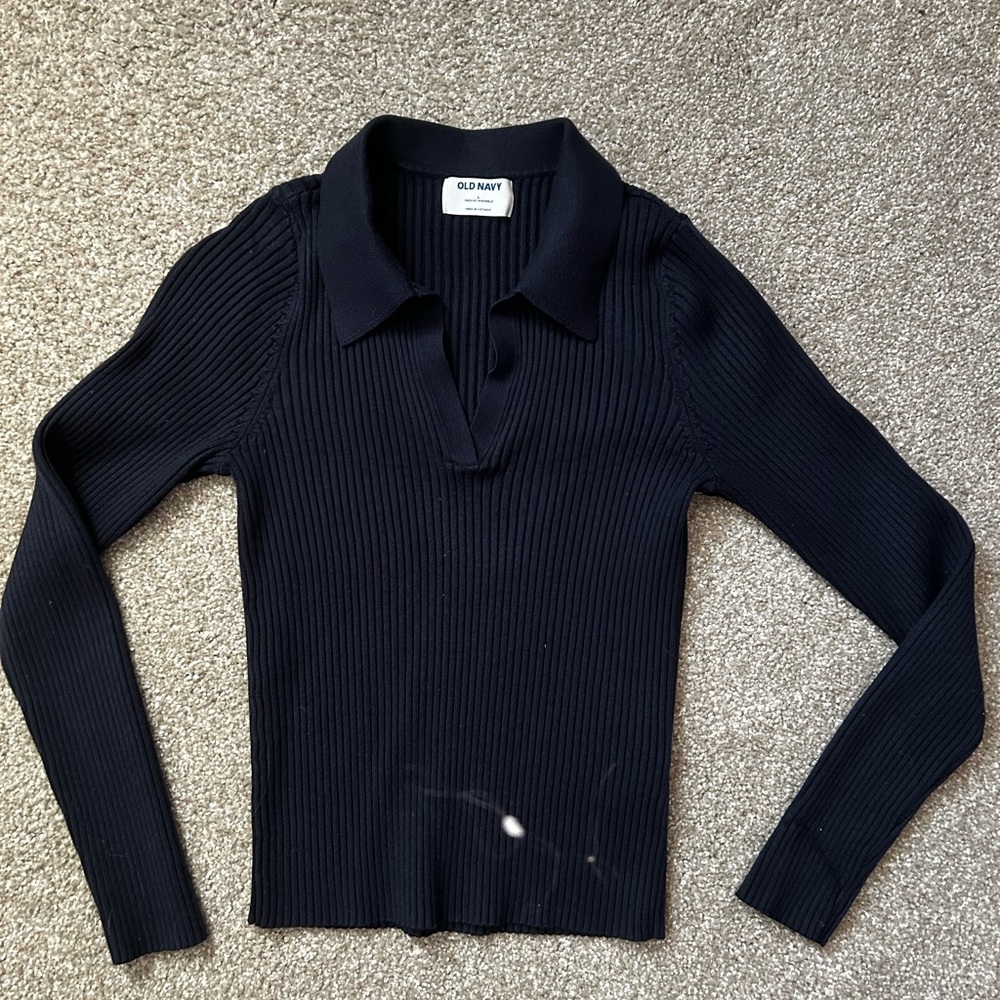 Old Navy navy blue Ribbed Long Sleeve Top